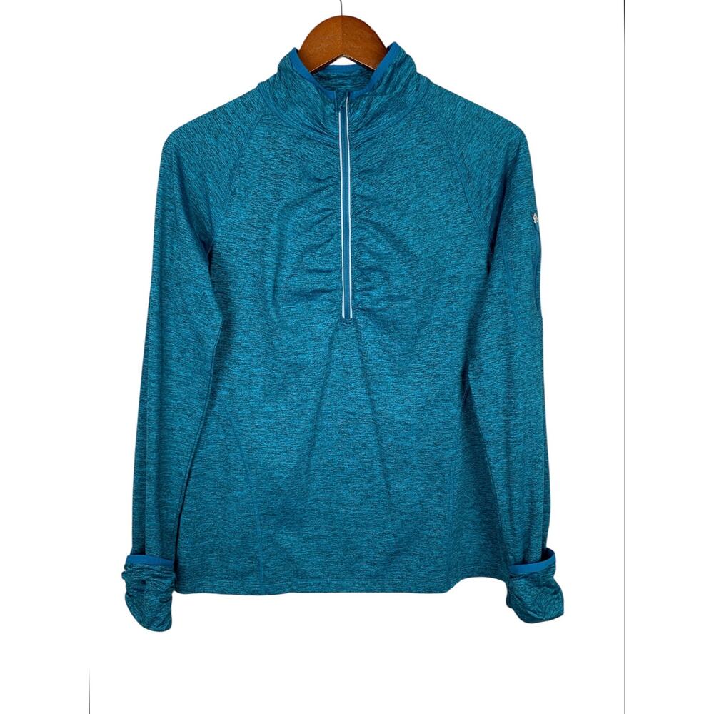 Kirkland 1/2 Zip Pullover Top Teal Blue Long Sleeve Active Mock Neck Women's M